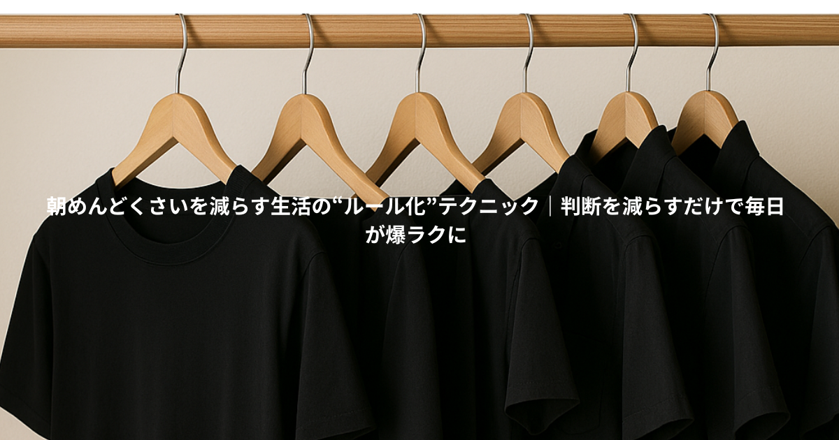 めんどくさいを減らす生活の“ルール化”テクニック｜判断を減らすだけで毎日が爆ラクに
